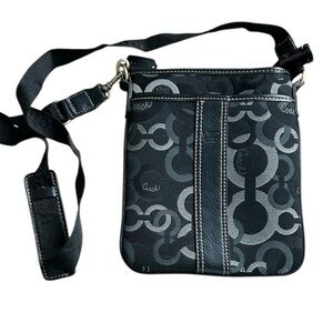 COACH Monogram Crossbody Bag with Leather Trim